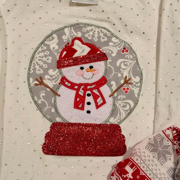 Bonnie Jean Toddler Girls Snow Globe Top & Leggings Snowman Set 3T Preowned - Picture 3 of 7